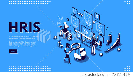 Hris isometric landing page. Human resources tech 78721499