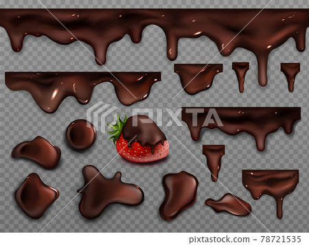 Realistic drops and stains of melted chocolate 78721535