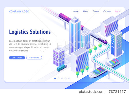 Logistics solutions isometric landing page, banner 78721557