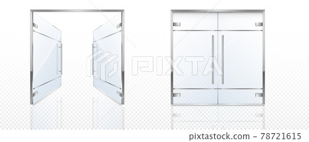 Double glass doors with metal frame and handles Double glass doors with metal frame and handles 78721615