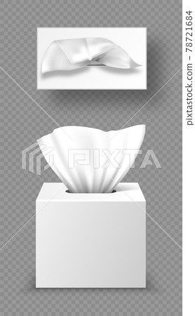 Paper napkin box mockup, close and open packages Paper napkin box mockup, close and open packages 78721684