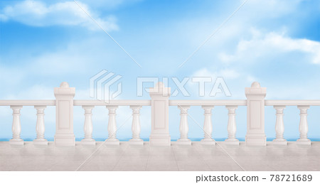 Marble balustrade on blue cloudy sky background Marble balustrade on blue cloudy sky background 78721689