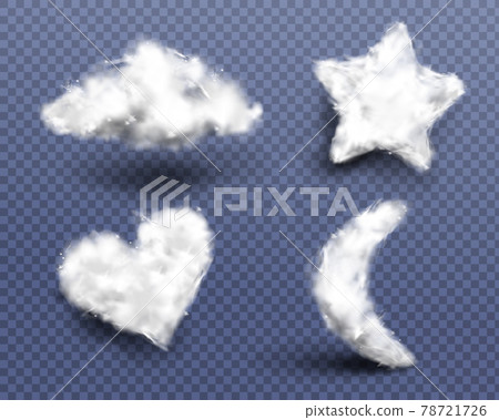 Realistic cotton wool, clouds or wadding balls set Realistic cotton wool, clouds or wadding balls set 78721726