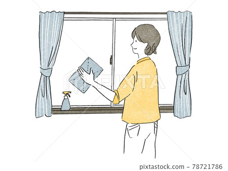 Women cleaning windows Women cleaning windows 78721786