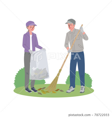 清潔公園的老人和婦女的插圖 78722033