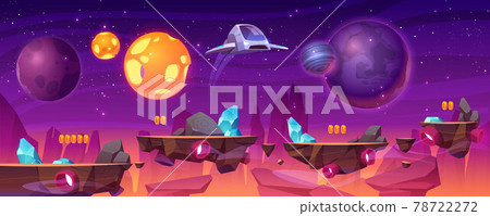Space game platform, cartoon 2d gui alien planet Space game platform, cartoon 2d gui alien planet 78722272