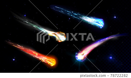 Falling comets, asteroids or meteors with flame 78722282