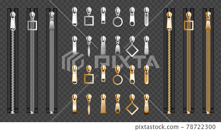 Metal zip fasteners, silver zippers puller set Metal zip fasteners, silver zippers puller set 78722300