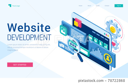 Vector banner of website development 78722868