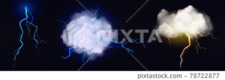 Vector realistic clouds with lightning bolts 78722877