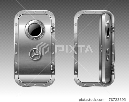 Metal door with porthole, submarine or bunker 78722893