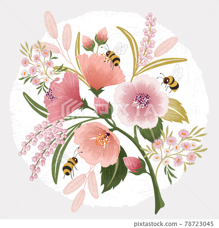 Vector illustration of a beautiful floral bouquet for Wedding, anniversary, birthday and party. Design for invitation card, picture frame, poster, scrapbook Vector illustration of a beautiful floral bouquet for Wedding, anniversary, birthday and party. Design for invitation card, picture frame, poster, scrapbook 78723045