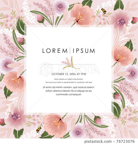 Vector illustration of a beautiful floral frame for Wedding, anniversary, birthday and party. Design for invitation card, picture frame, poster, scrapbook 78723076