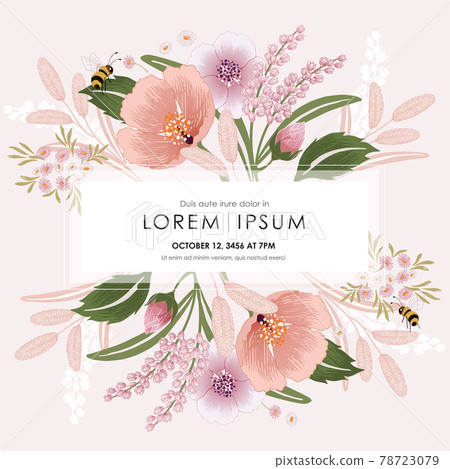 Vector illustration of a beautiful floral frame for Wedding, anniversary, birthday and party. Design for invitation card, picture frame, poster, scrapbook 78723079