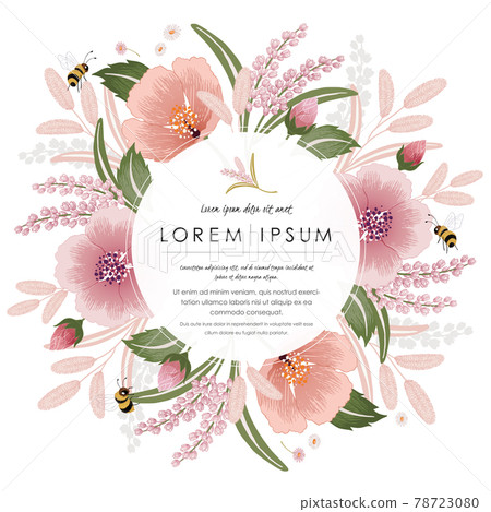 Vector illustration of a beautiful floral frame for Wedding, anniversary, birthday and party. Design for invitation card, picture frame, poster, scrapbook 78723080