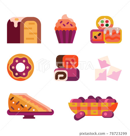 Oriental Sweets and Turkish Arabic Desserts Icons 78723299