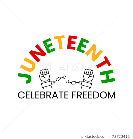 Juneteenth Celebrate Freedom Day. Two hands with clenched fists breaking chains. June 19 vector illustration isolated Juneteenth Celebrate Freedom Day. Two hands with clenched fists breaking chains. June 19 vector illustration isolated 78723411