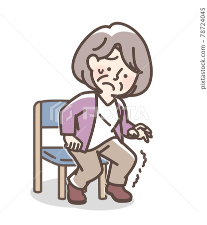 An old woman whose knees sway when she gets up from a chair, needs nursing care, needs assistance 78724045