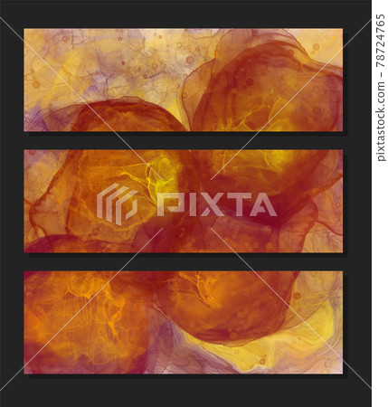 Abstract alcohol ink colors banner set. Mixing paints. 78724765