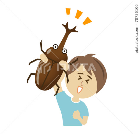 Illustration image of a child who caught a beetle Illustration image of a child who caught a beetle 78726106