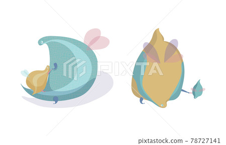 Fairy Dragon with Small Wings Playing with Its Cub Vector Set Fairy Dragon with Small Wings Playing with Its Cub Vector Set 78727141