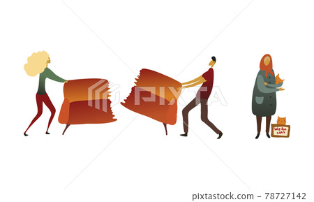 People Experiencing Negative Emotions Isolated on White Background Vector Set 78727142