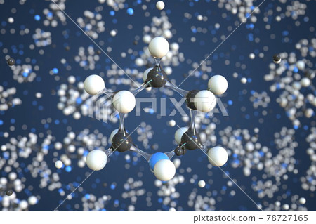 Molecule of piperidine, conceptual molecular model. Scientific 3d rendering 78727165