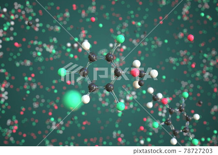 2,4,6-trichloroanisole molecule, conceptual molecular model. Scientific 3d rendering 78727203