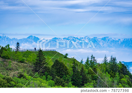 (Nagano) Road Station Utsukushigahara Kogen Northern Alps distant view 78727398