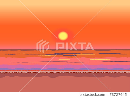 夕陽西下的海景插畫 78727645
