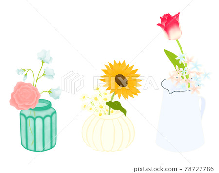 Illustration set of flowers displayed in a vase 78727786