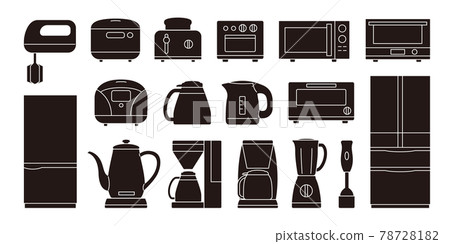 Kitchen appliances silhouette icon set Kitchen appliances silhouette icon set 78728182
