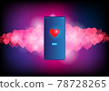 Red heart symbols on smartphone login screen 78728265