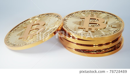 Gold bitcoin stack on white background. Cryptocurency 3d illustration Gold bitcoin stack on white background. Cryptocurency 3d illustration 78728489