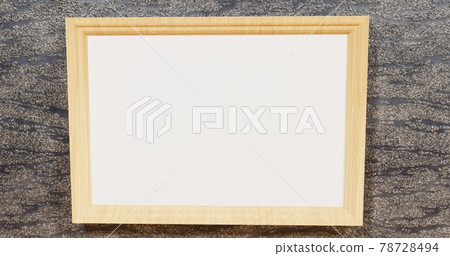 Blank canvas in wood frame on the wall 3d illustration 78728494