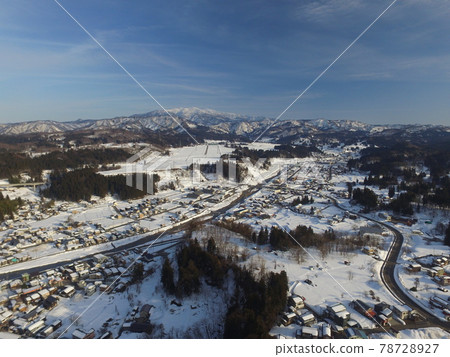 Aerial view of Tochio city area in winter 78728927