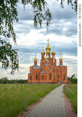 View of the Uspensky cathedral in Achair monastery. Omsk. Russia 78730841