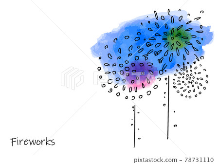 Line drawing of fireworks with a simple touch Line drawing of fireworks with a simple touch 78731110
