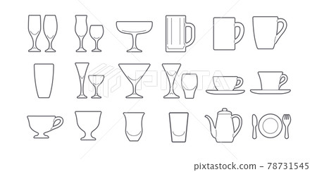 Drink tableware silhouette icon set Drink tableware silhouette icon set 78731545
