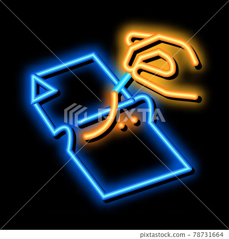 cobbler working with leather textile neon glow icon illustration 78731664