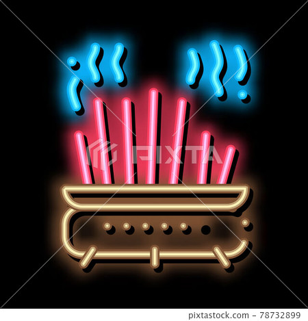 cast-iron pot with chopsticks neon glow icon illustration cast-iron pot with chopsticks neon glow icon illustration 78732899