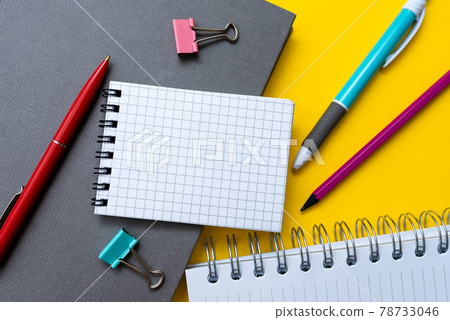 Flashy School Office Supplies, Bright Teaching Learning Collections, Creative Writing Tools, Educational Things, Mixed Student Stuff Pen Paper Notebook Sticky Notes Pencil 78733046