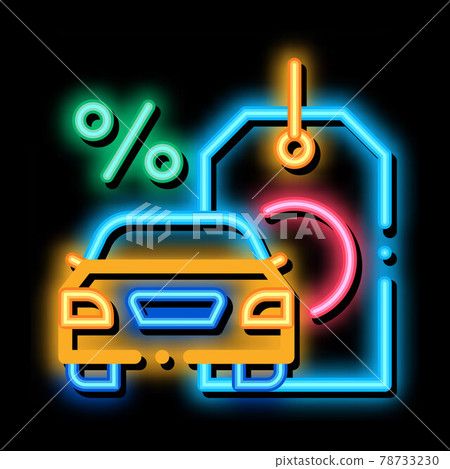 car purchase at interest neon glow icon illustration 78733230
