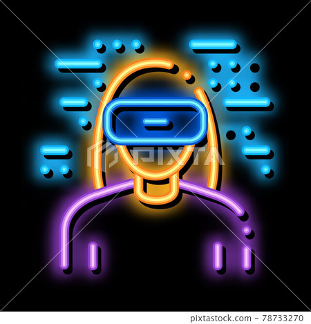 woman wearing virtual reality glasses neon glow icon illustration woman wearing virtual reality glasses neon glow icon illustration 78733270