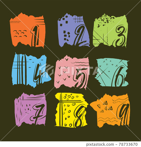 Numbers in sketch style and abstract backgrounds Numbers in sketch style and abstract backgrounds 78733670
