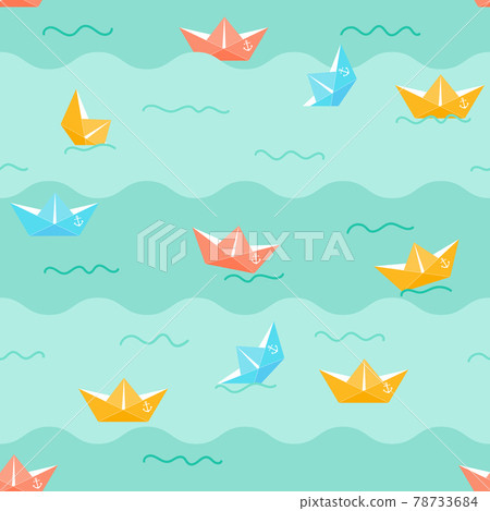 Seamless pattern with paper boats 78733684