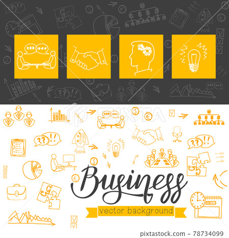 Template of business icons in Doodle style Template of business icons in Doodle style 78734099