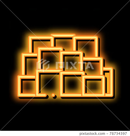 mountain of cheese cubes neon glow icon illustration 78734397