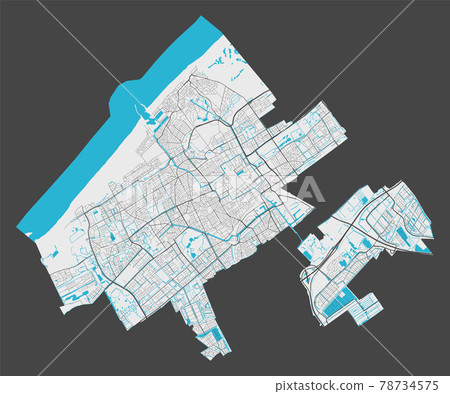 Detailed map of Hague city, Cityscape. Royalty free vector illustration. 78734575