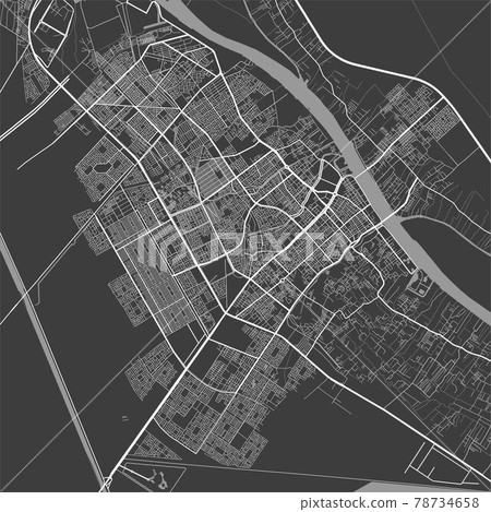 Urban city map of Basra. Vector poster. Grayscale street map. 78734658